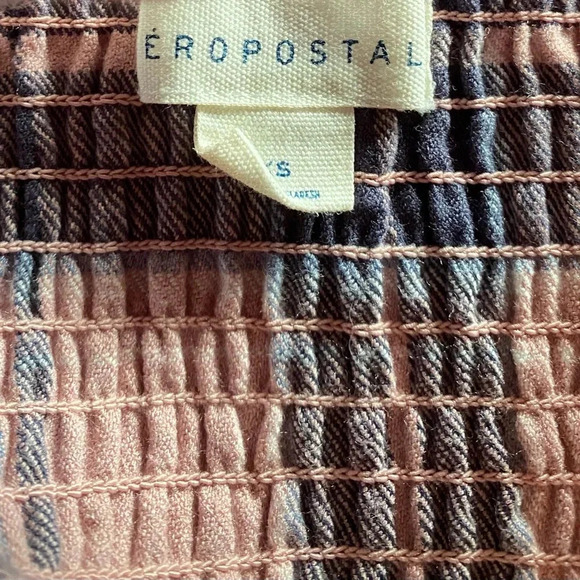 Aeropostale Women’s Square Tank Top Adj Spaghetti Strap Cropped Plaid EUC Sz XS‎ - Picture 6 of 11